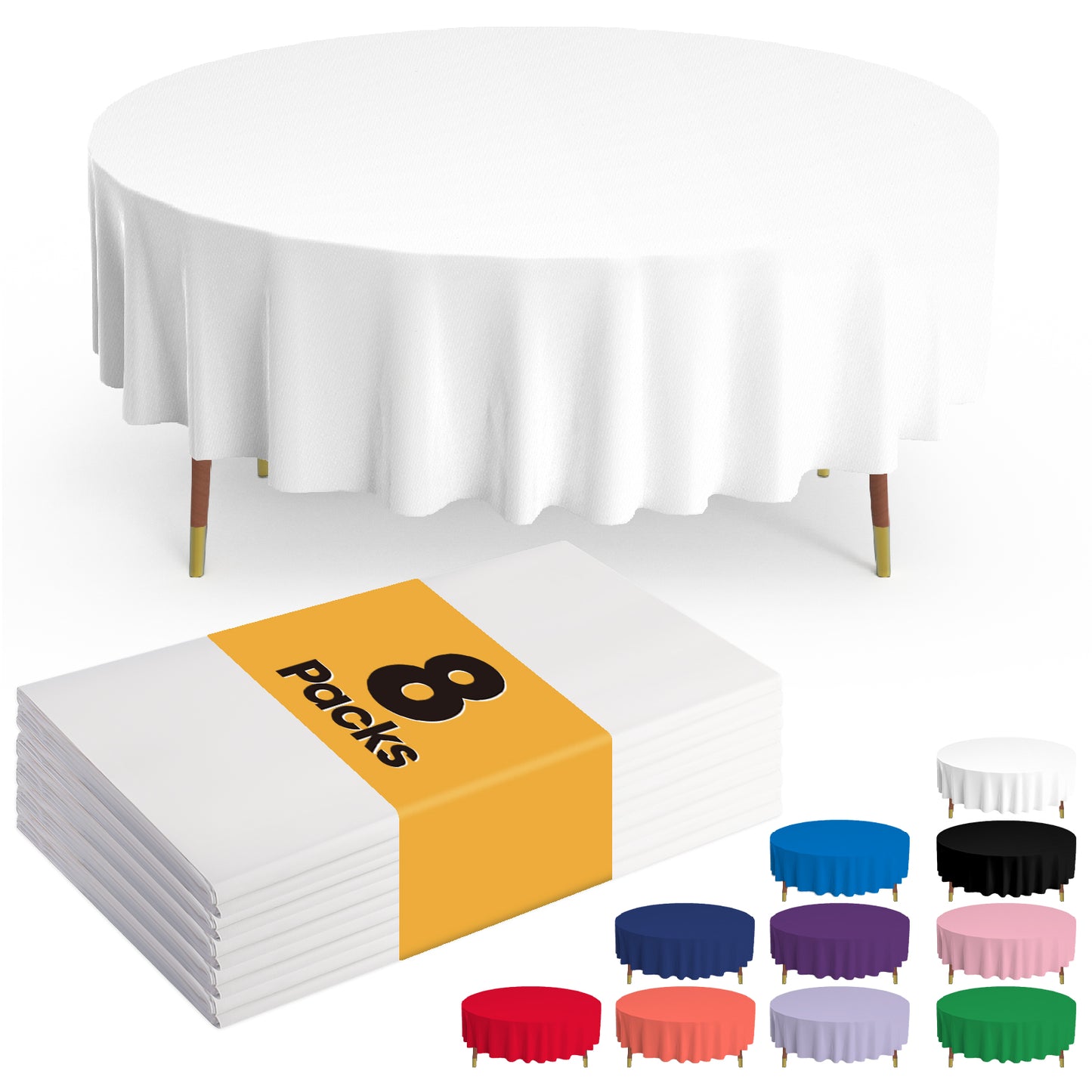 Pureegg Table Cloth - 10 Packs, Disposable Table Cloth for Retangle Table, 54"x108" Decorative Plastic Tablecloth for Parties, Picnics, Camping, Waterproof & Stain-Resistant, White
