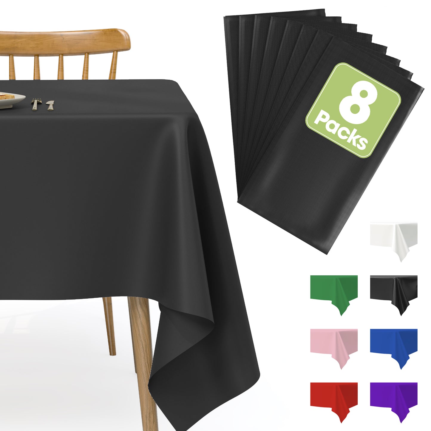 Pureegg Table Cloth - 10 Packs, Disposable Table Cloth for Retangle Table, 54"x108" Decorative Plastic Tablecloth for Parties, Picnics, Camping, Waterproof & Stain-Resistant, White