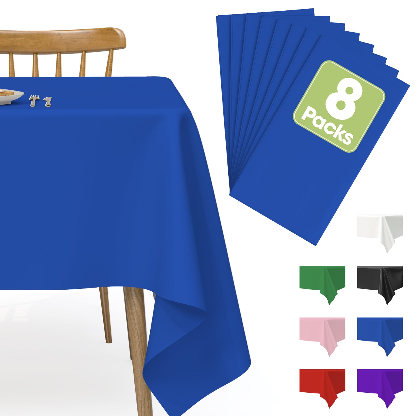 Pureegg Table Cloth - 10 Packs, Disposable Table Cloth for Retangle Table, 54"x108" Decorative Plastic Tablecloth for Parties, Picnics, Camping, Waterproof & Stain-Resistant, White