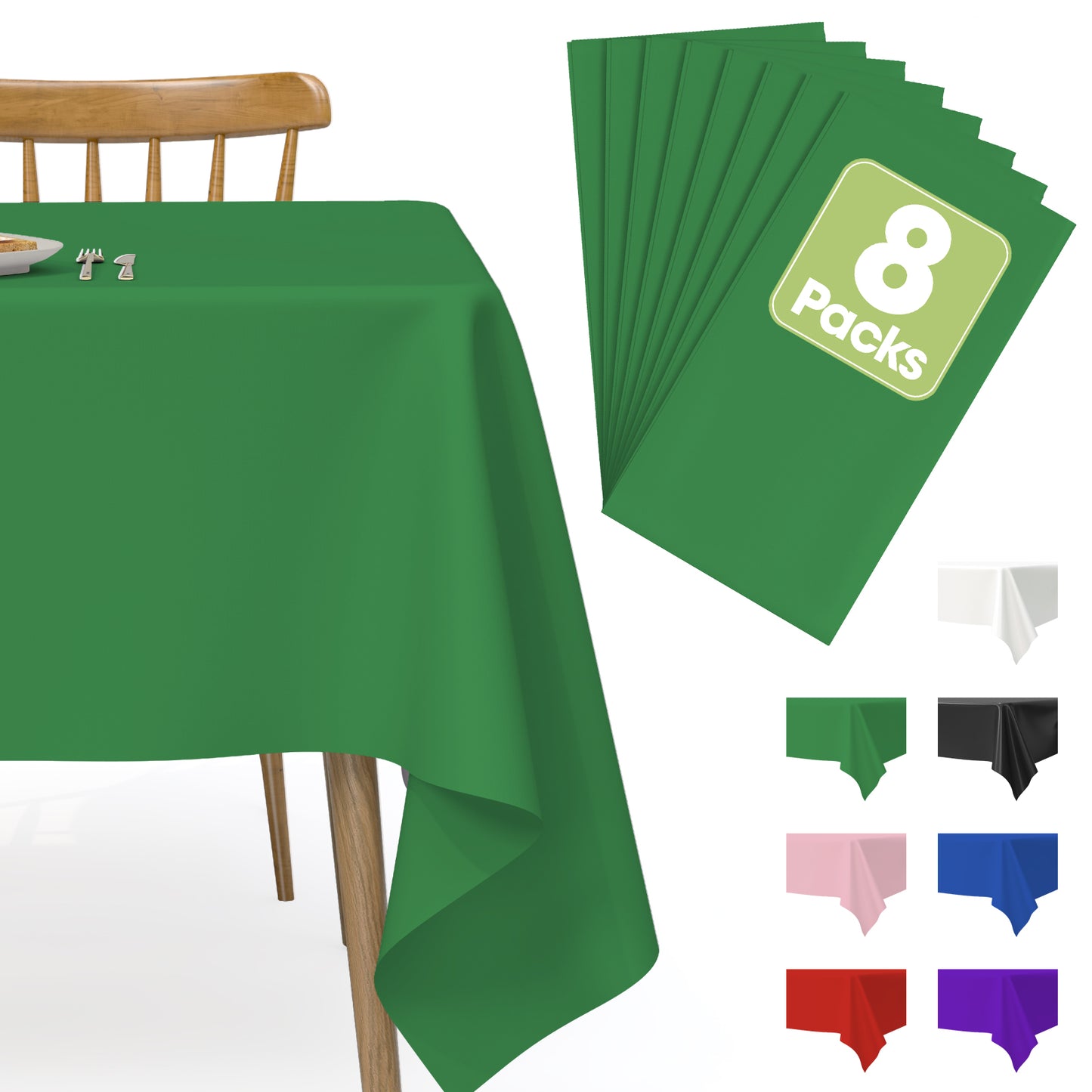 Pureegg Table Cloth - 10 Packs, Disposable Table Cloth for Retangle Table, 54"x108" Decorative Plastic Tablecloth for Parties, Picnics, Camping, Waterproof & Stain-Resistant, White