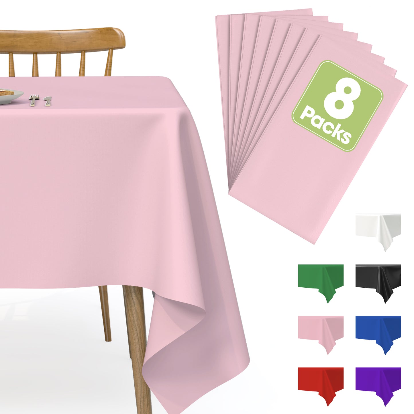 Pureegg Table Cloth - 10 Packs, Disposable Table Cloth for Retangle Table, 54"x108" Decorative Plastic Tablecloth for Parties, Picnics, Camping, Waterproof & Stain-Resistant, White