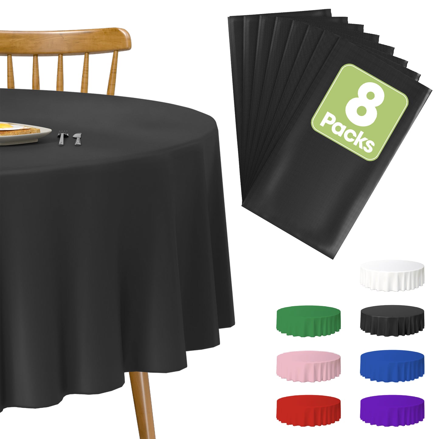 Pureegg Table Cloth - 10 Packs, Disposable Table Cloth for Retangle Table, 54"x108" Decorative Plastic Tablecloth for Parties, Picnics, Camping, Waterproof & Stain-Resistant, White