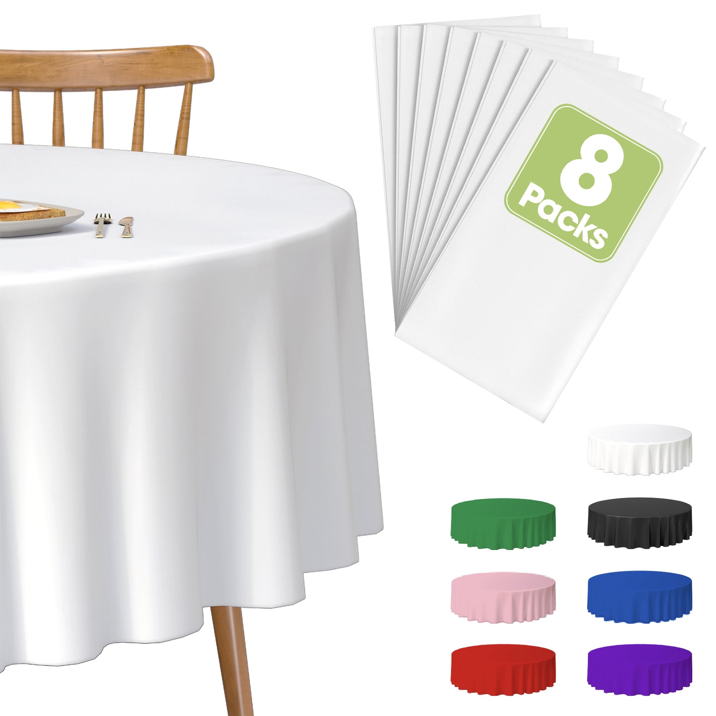 Pureegg Table Cloth - 10 Packs, Disposable Table Cloth for Retangle Table, 54"x108" Decorative Plastic Tablecloth for Parties, Picnics, Camping, Waterproof & Stain-Resistant, White
