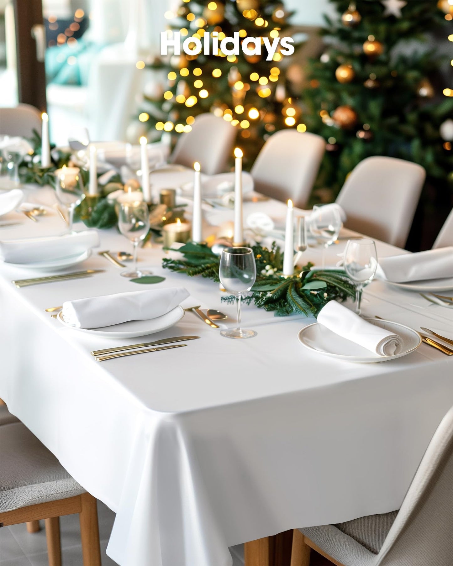 Pureegg Plastic Table Cloth Disposable 20 Pack, 54 x 108 Inch Table Cloths, Party, Picnic, Wedding, Decorative Tablecloths, Rectangle, White Plastic Cover, Leakproof & Sturdy, White