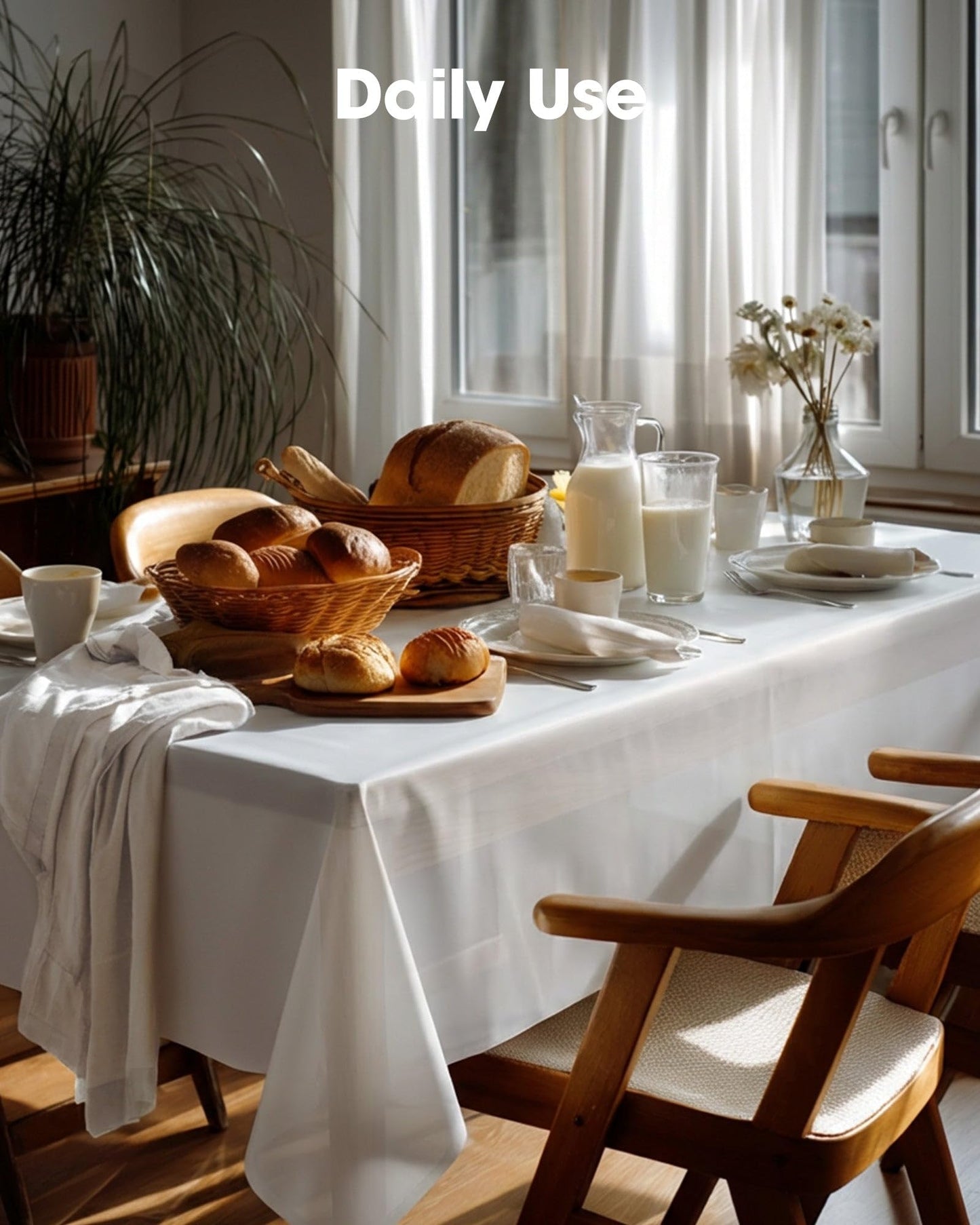 Pureegg Plastic Table Cloth 10 Pack, 54 x 108 Inch Disposable Table Cloths for Party, Picnic and Wedding, Rectangle, White