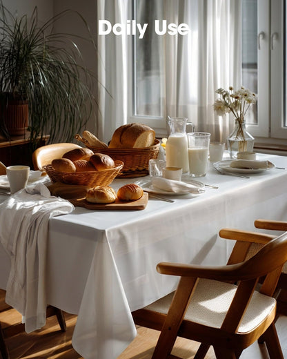 Pureegg Plastic Table Cloth 10 Pack, 54 x 108 Inch Disposable Table Cloths for Party, Picnic and Wedding, Rectangle, White