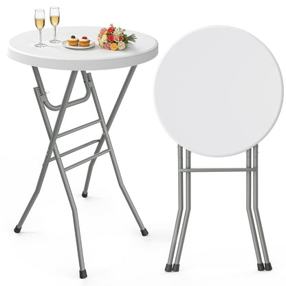Pureegg Round Cocktail Table - High Top Bar Table (28" Diameter x 43.3" Height) with X-Shaped Support Frame, Foldable & Portable for Parties, Weddings, Events & Home Use, White - 1PCS