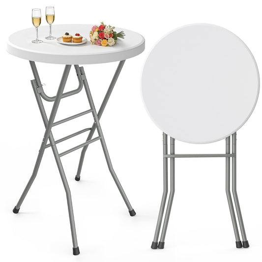 Pureegg Round Cocktail Table - High Top Bar Table (28" Diameter x 43.3" Height) with X-Shaped Support Frame, Foldable & Portable for Parties, Weddings, Events & Home Use, White - 1PCS
